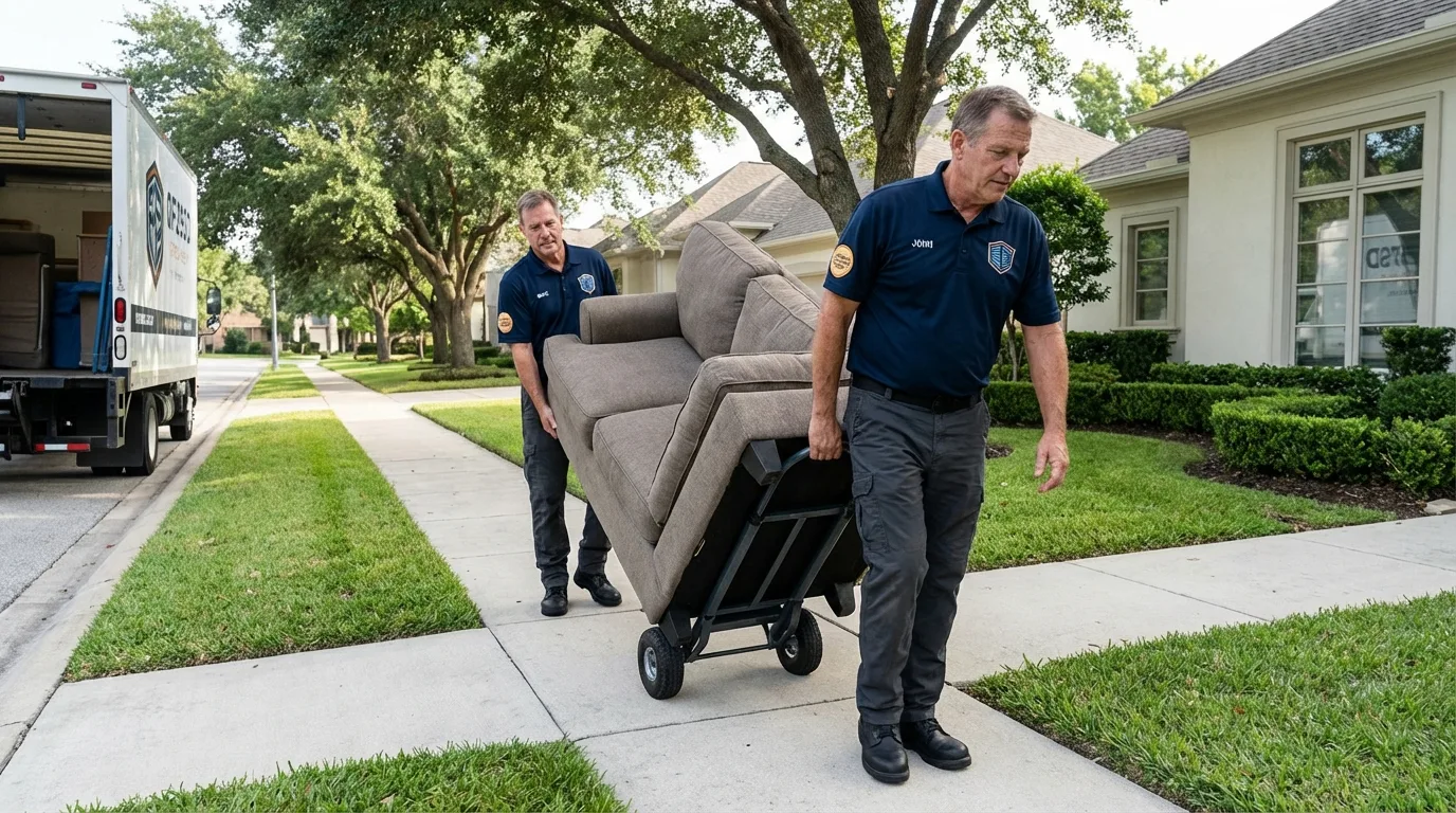 Local residential moving crew loading furniture in Umatilla, OR