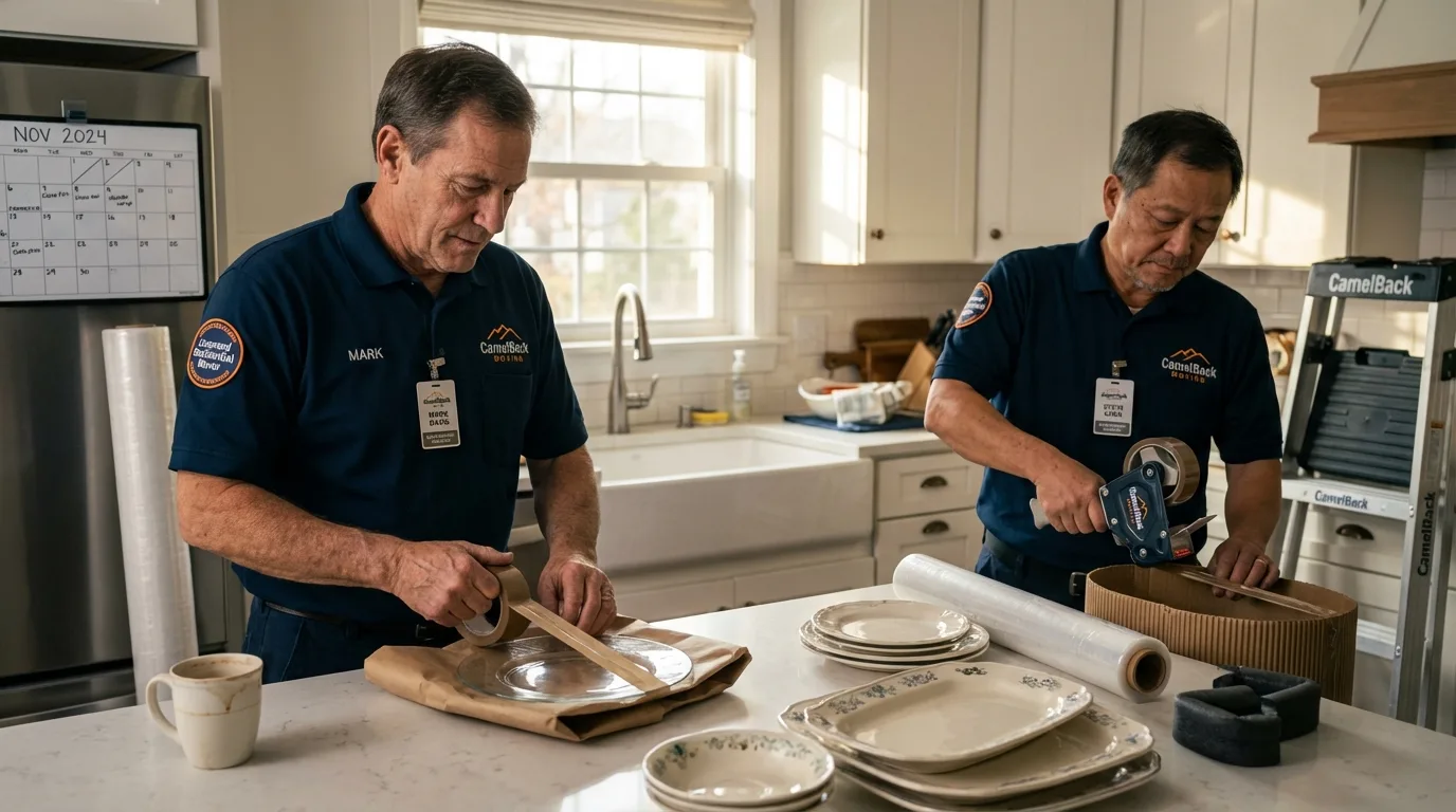 Professional crew packing kitchen dishware in Umatilla, OR